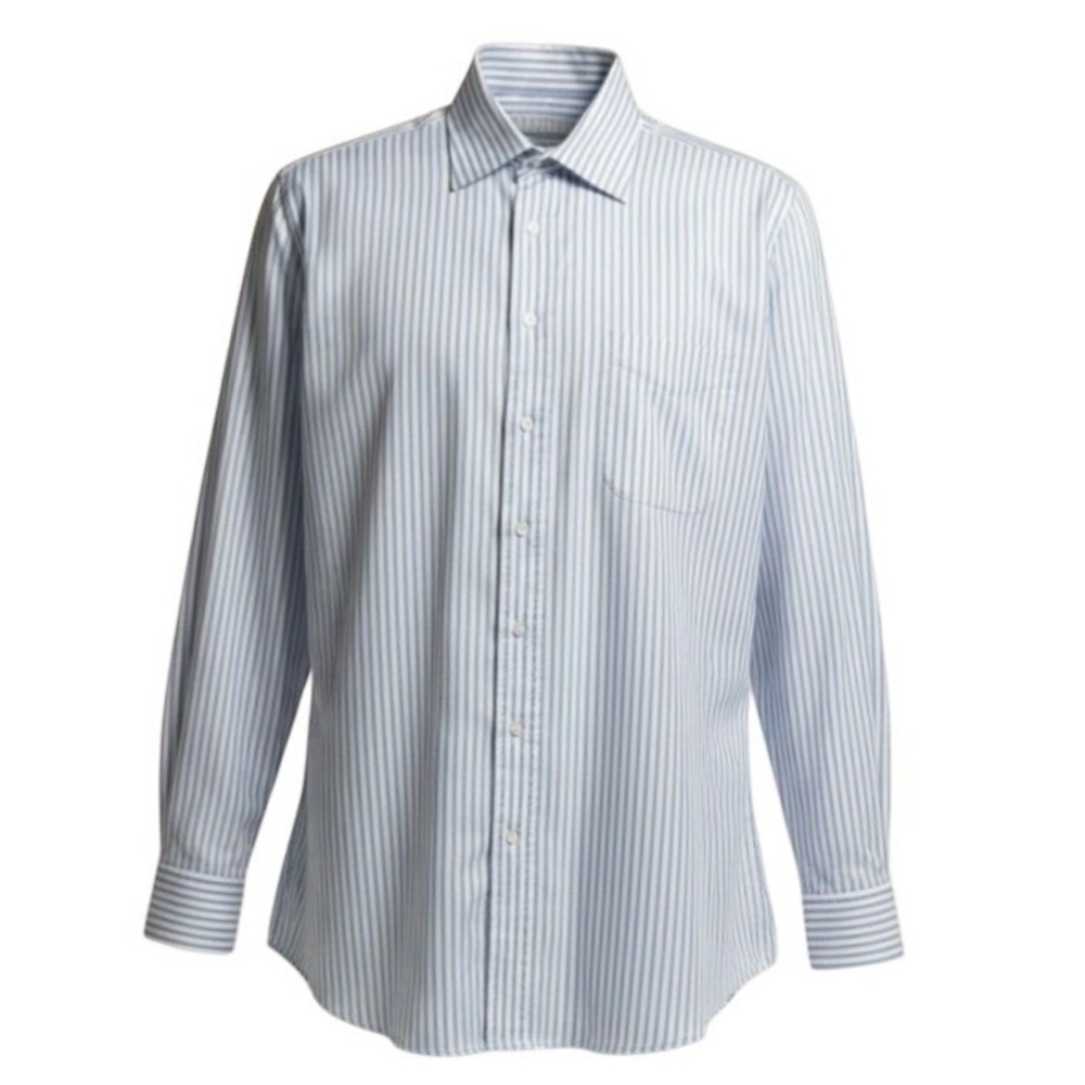 Ben Silver Charleston Fine Shirtings Striped Dress Shirt 16.5/33 Made in Canada
